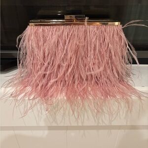 Olga Berg Blush Feather Clutch